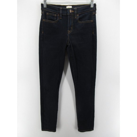 J Crew Jeans 24 Skinny Denim Pants Stretch Preppy Dark Wash Cotton - Picture 1 of 9